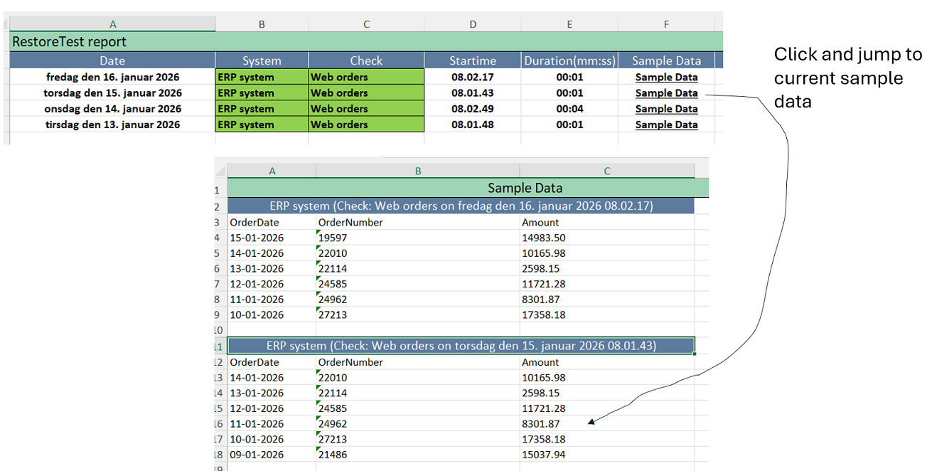 Excel output